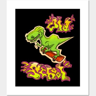 Dino skateboarder Posters and Art